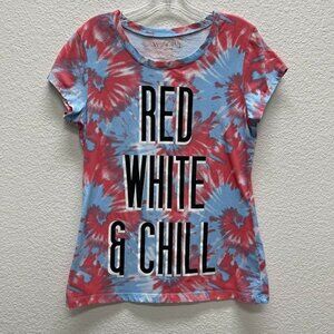 Wound Up Shirt Large 11/13 Red White CHILL Tie Dye Tee Americana
